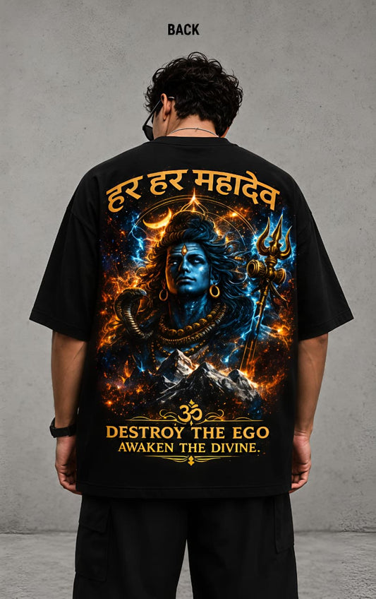 Har Har Mahadev Oversized Graphic T-Shirt – Black | KAROLIX